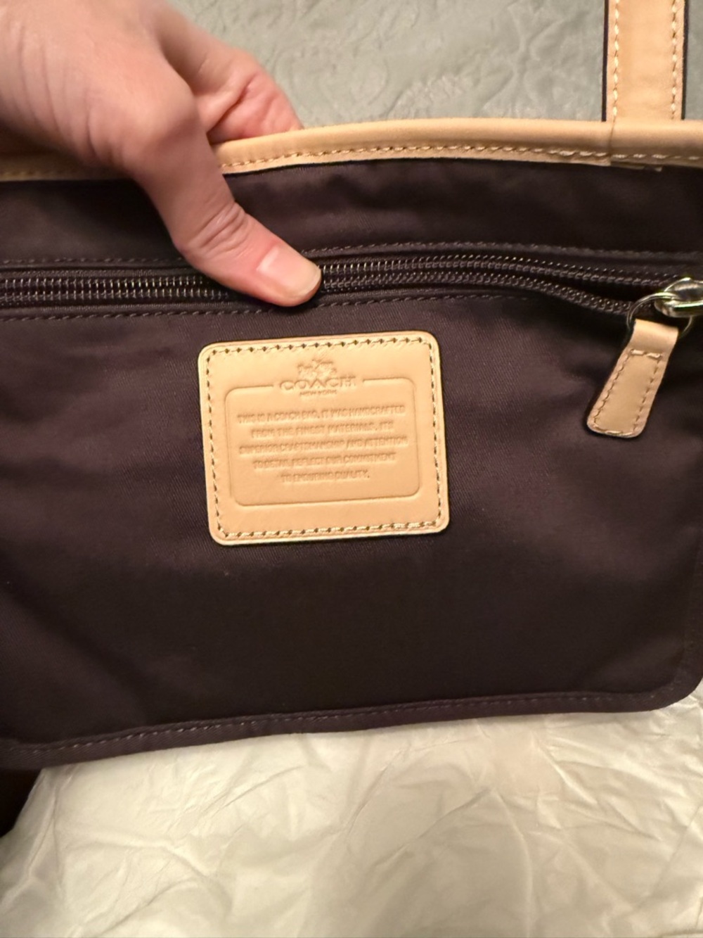 Like New Coach Dark Brown Tote with Tan Trim - Picture 4 of 13